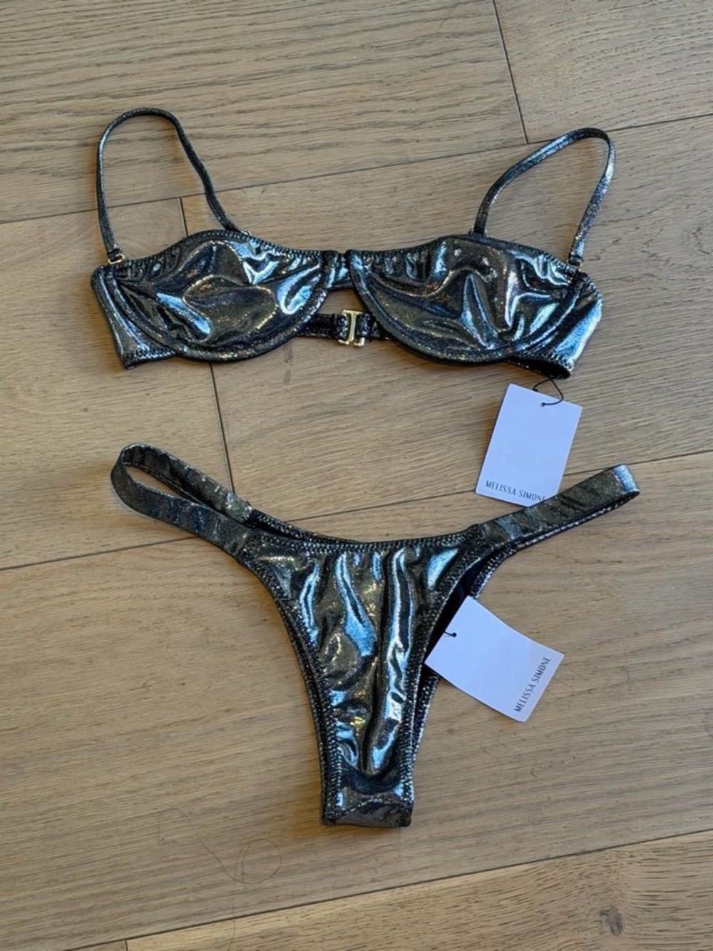 Melissa Simone metallic silver bikini set